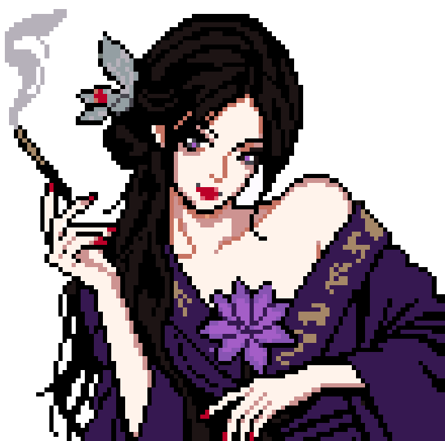 传统汉服女子肖像拼豆图纸