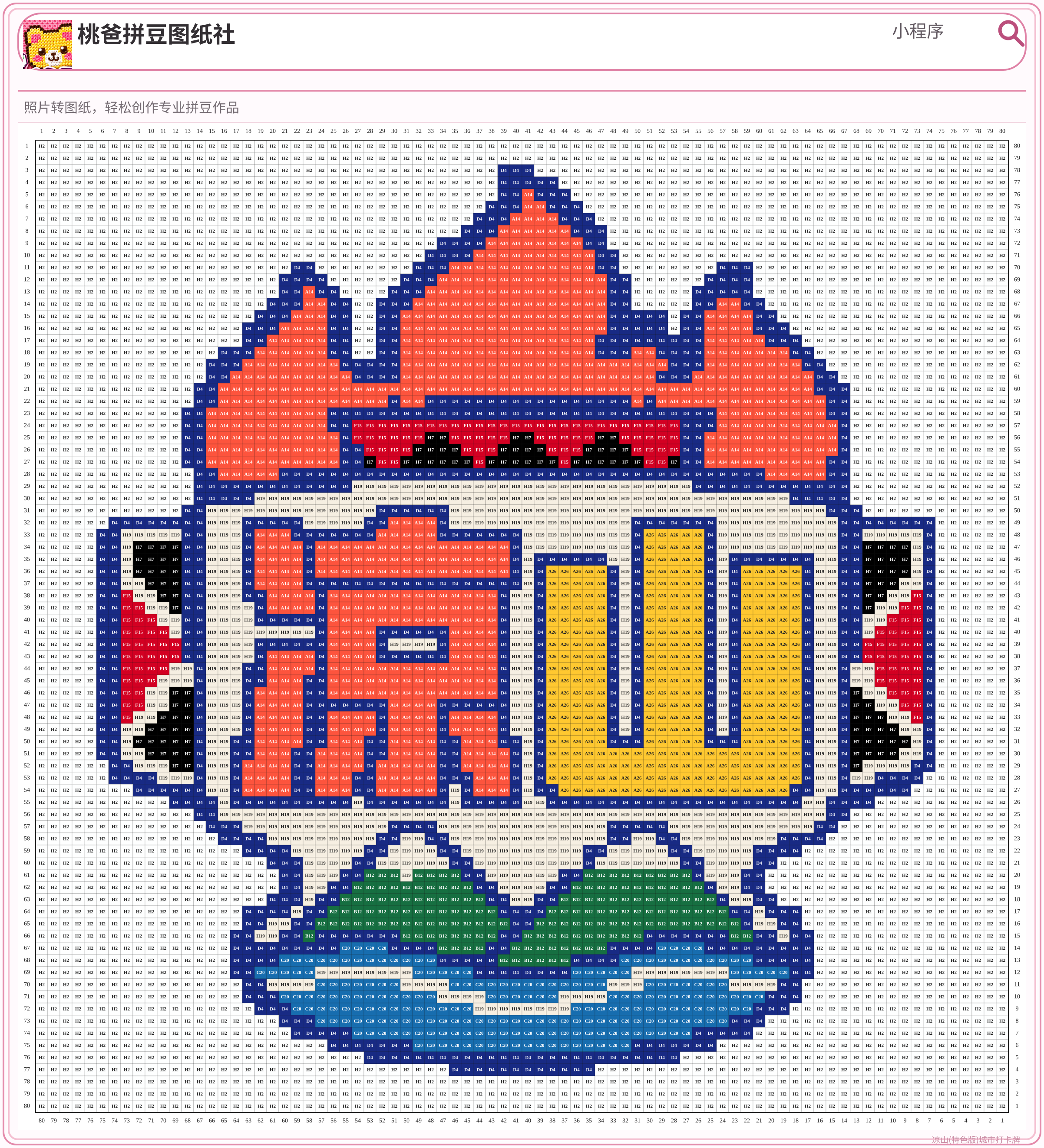 凉山(特色版)城市打卡牌拼豆图纸
