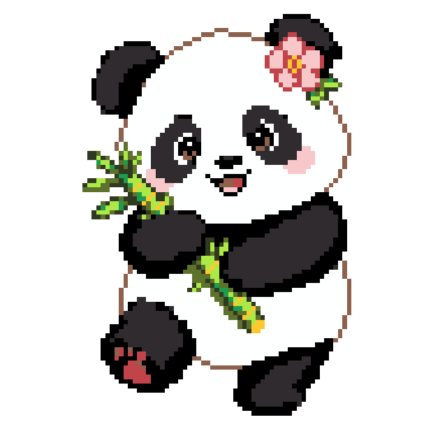 花朵熊猫拼豆图纸