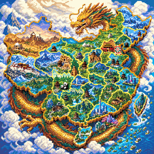 中国地图龙拼豆图纸