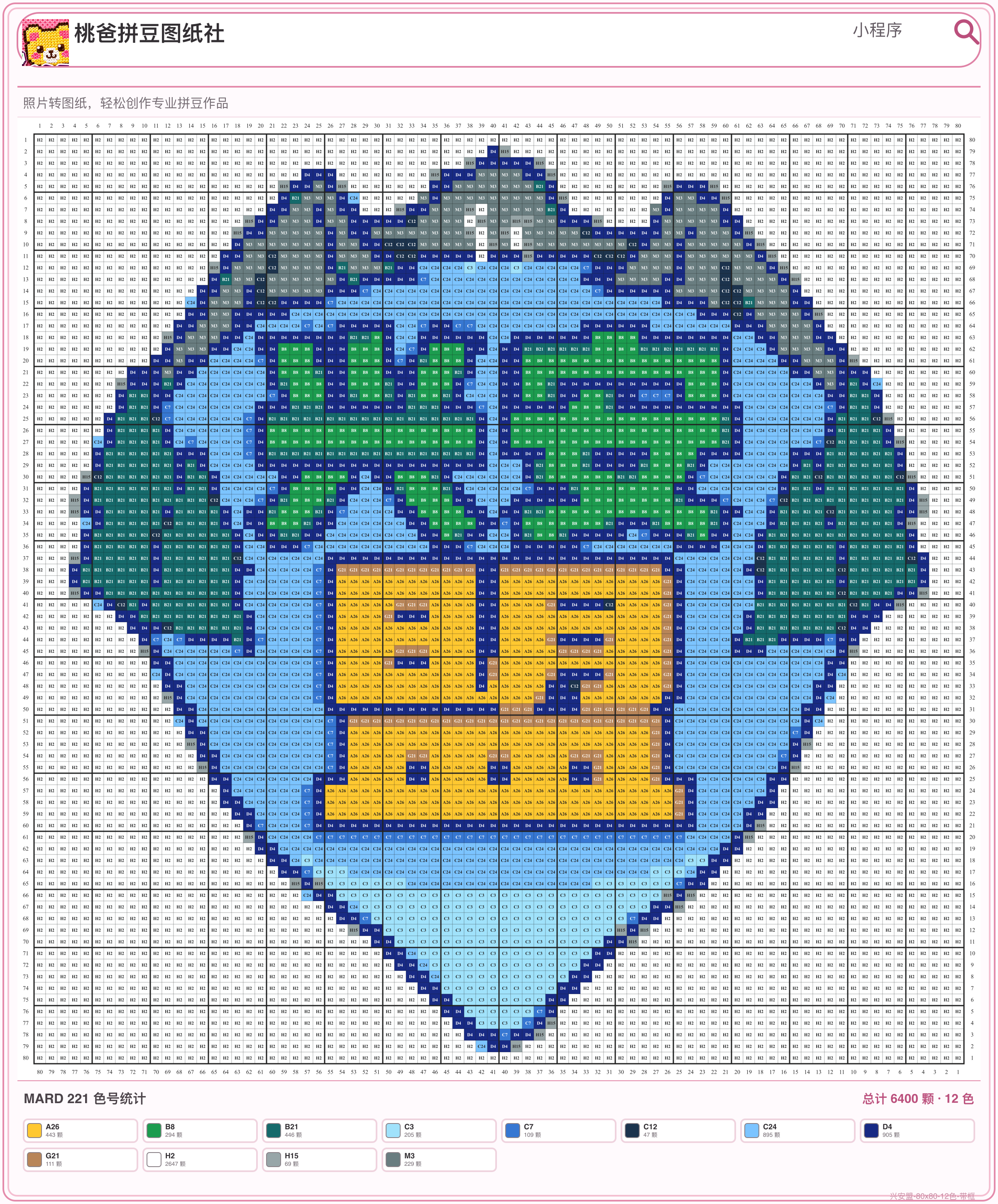 兴安盟城市打卡牌拼豆图纸