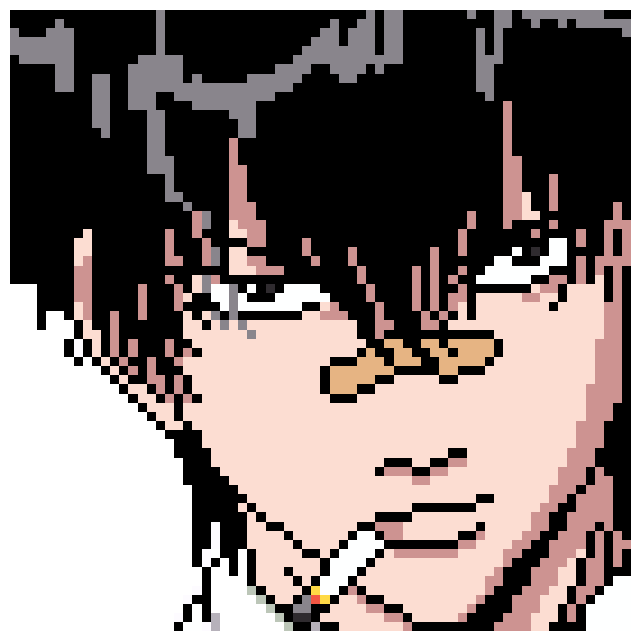 紫色动漫男性角色头像·70×70拼豆图纸