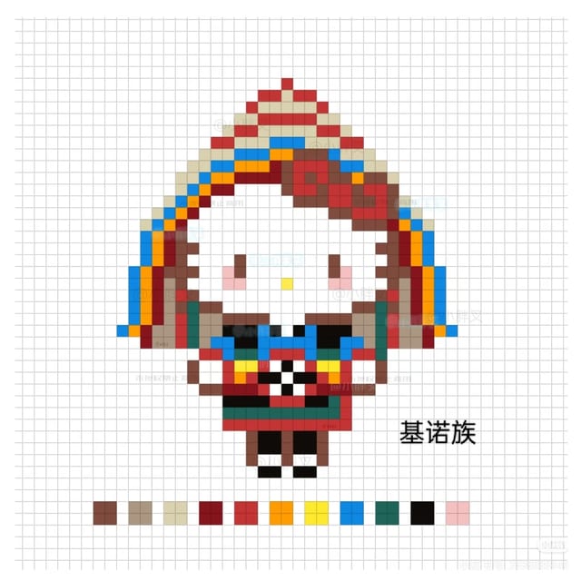 民族版kitty合集 1563拼豆图纸