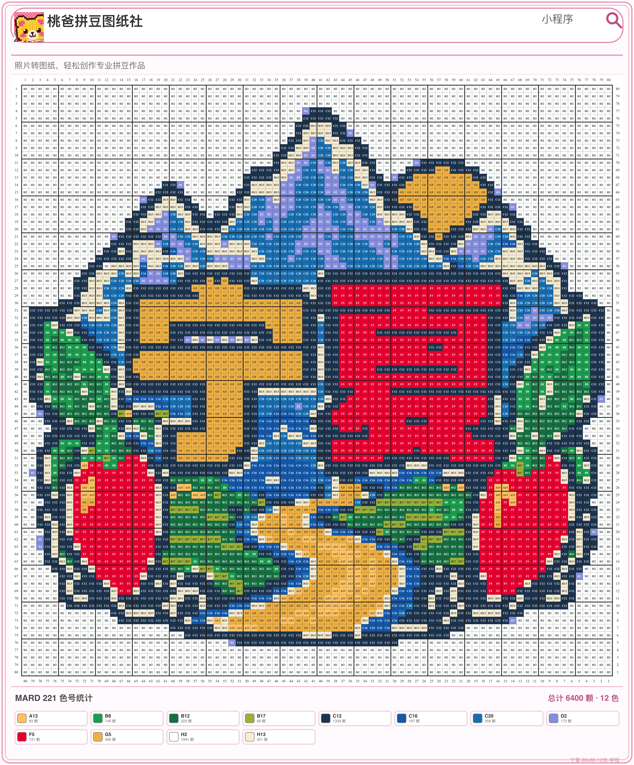 宁夏(装饰版)城市打卡牌拼豆图纸