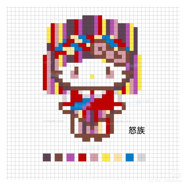 民族版kitty合集 1562拼豆图纸
