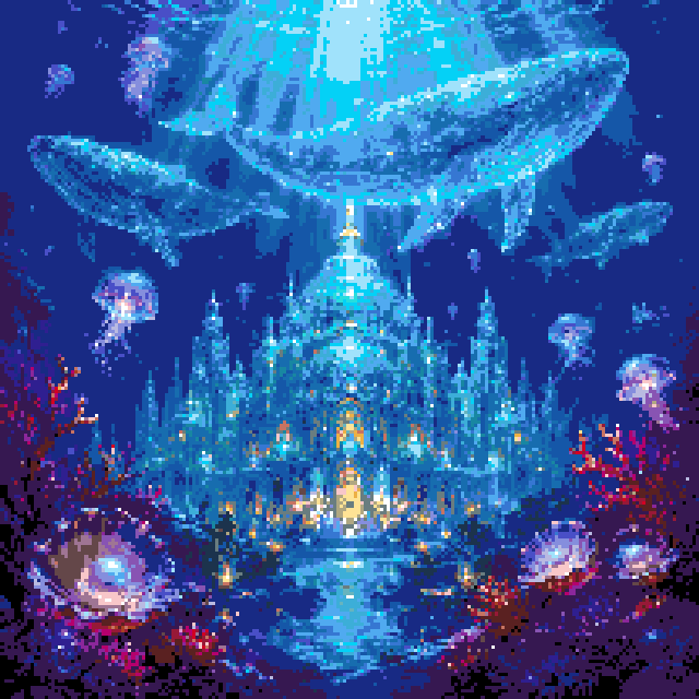 深海鲸落水晶宫（208x208格华丽版）拼豆图纸