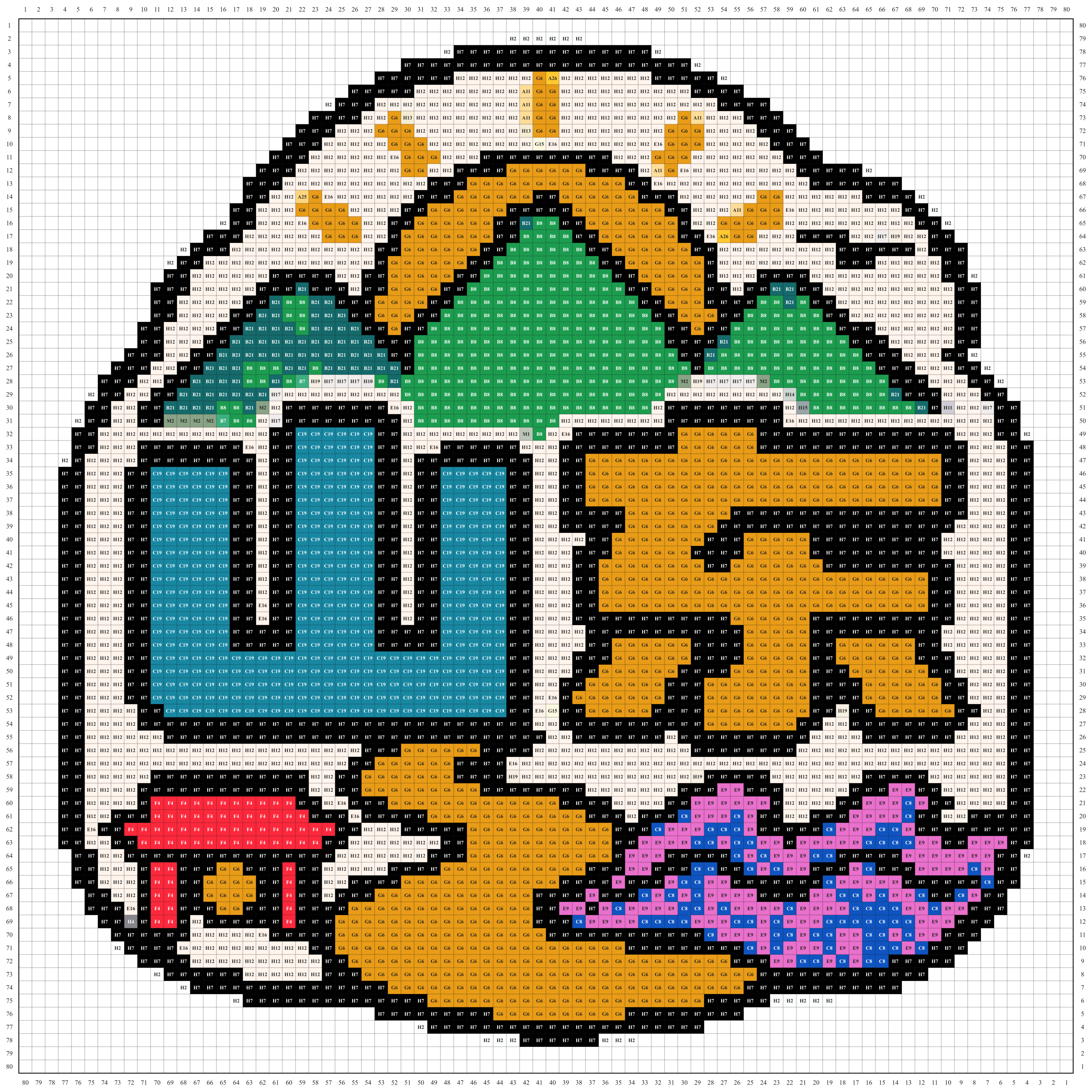 山东城市打卡牌拼豆图纸
