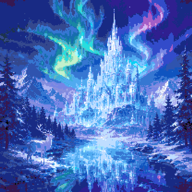 极光冰雪城堡（208x208格华丽版）拼豆图纸