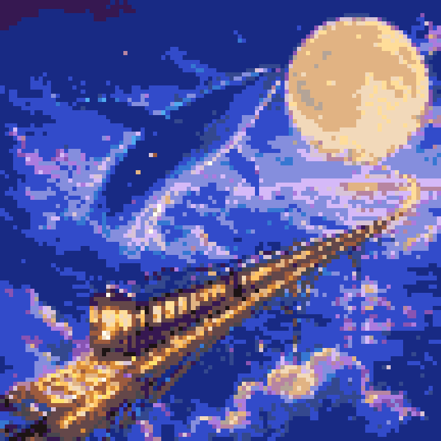 月夜星河列车（104x104格华丽版）拼豆图纸
