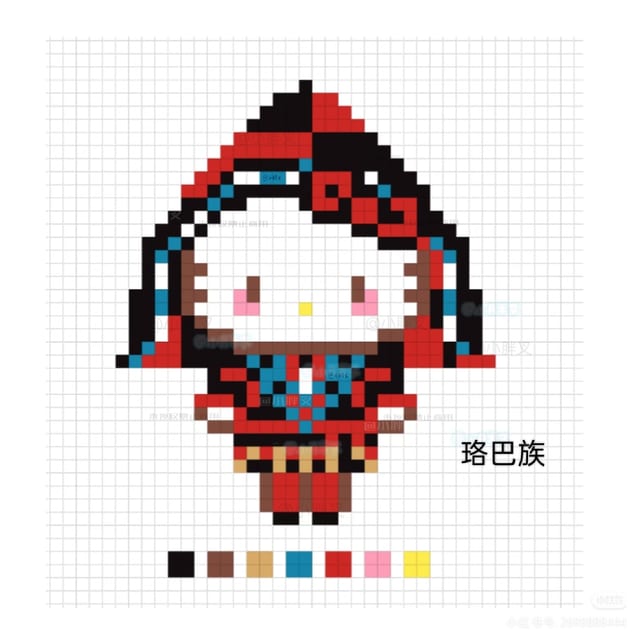 民族版kitty合集 1556拼豆图纸