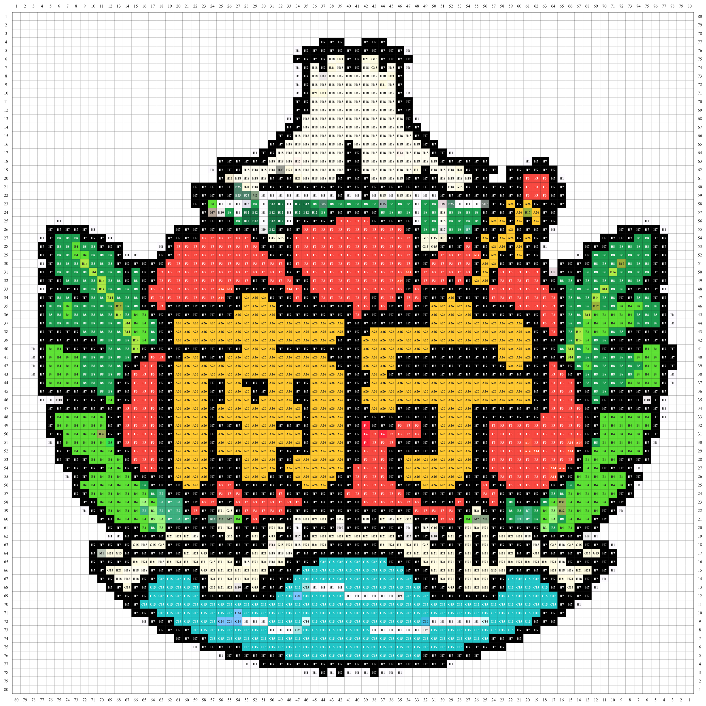 南宁城市打卡牌拼豆图纸