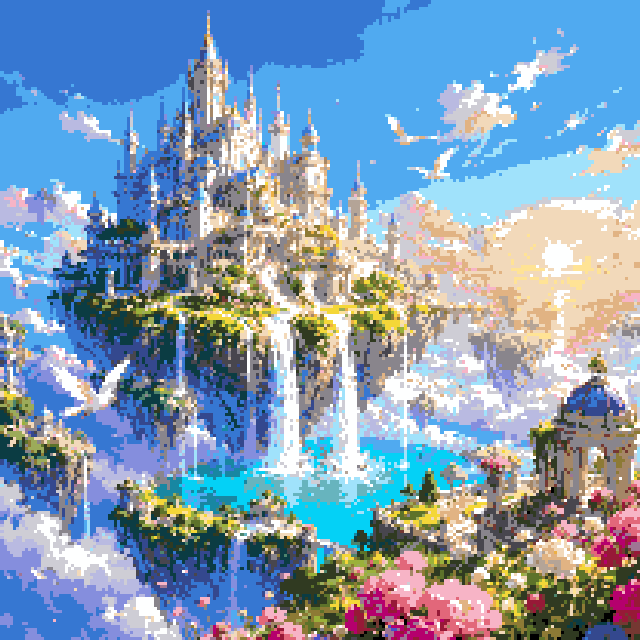 云端天空之城（208x208格华丽版）拼豆图纸