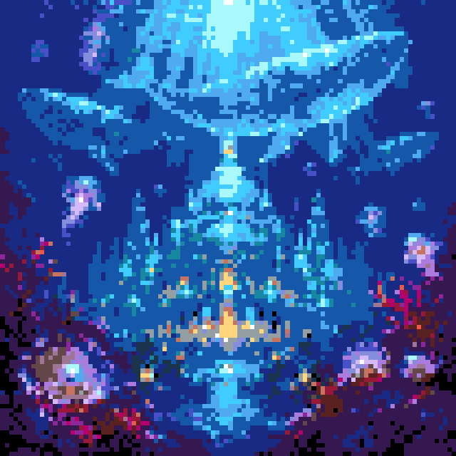 深海鲸落水晶宫（104x104格华丽版）拼豆图纸