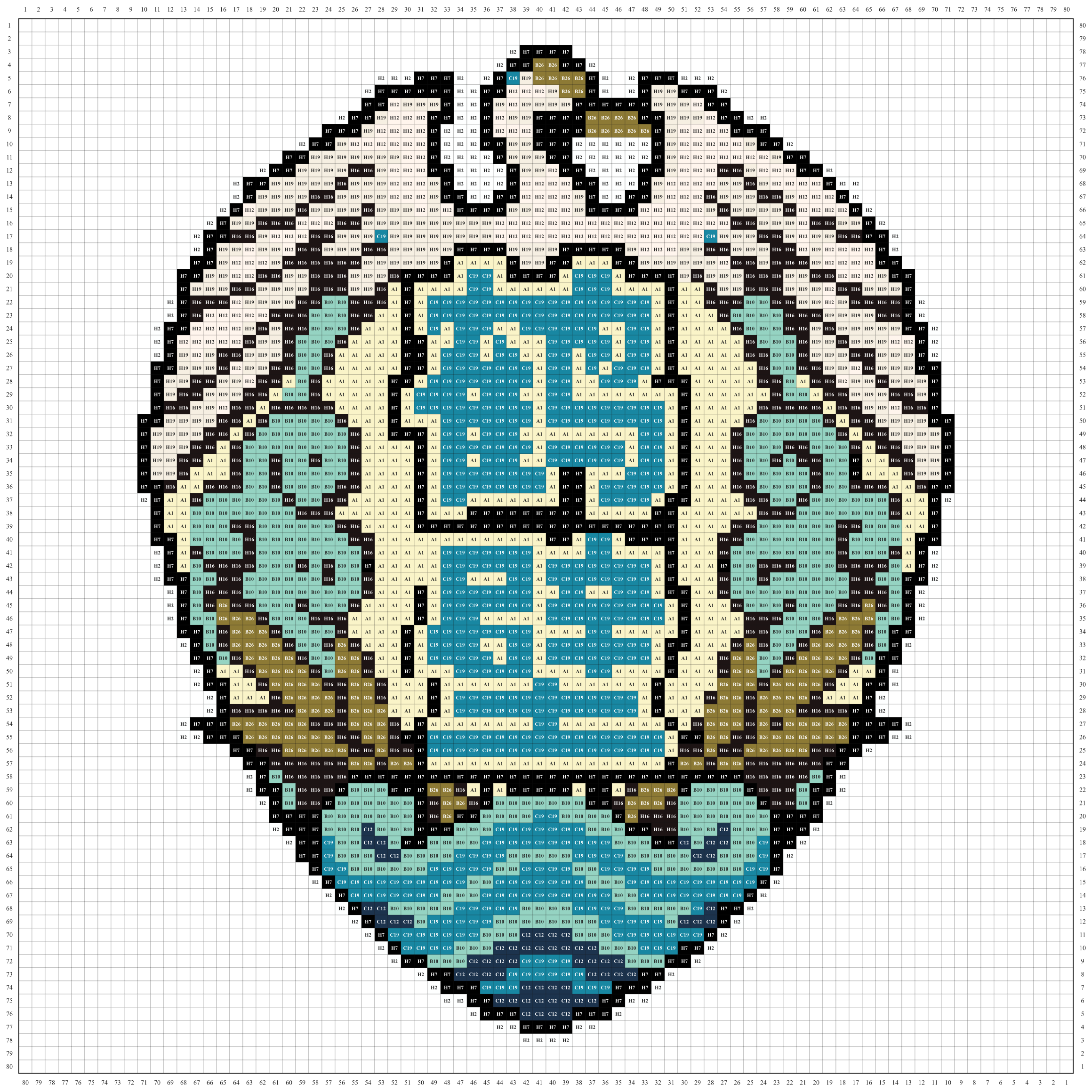 鹤壁城市打卡牌拼豆图纸