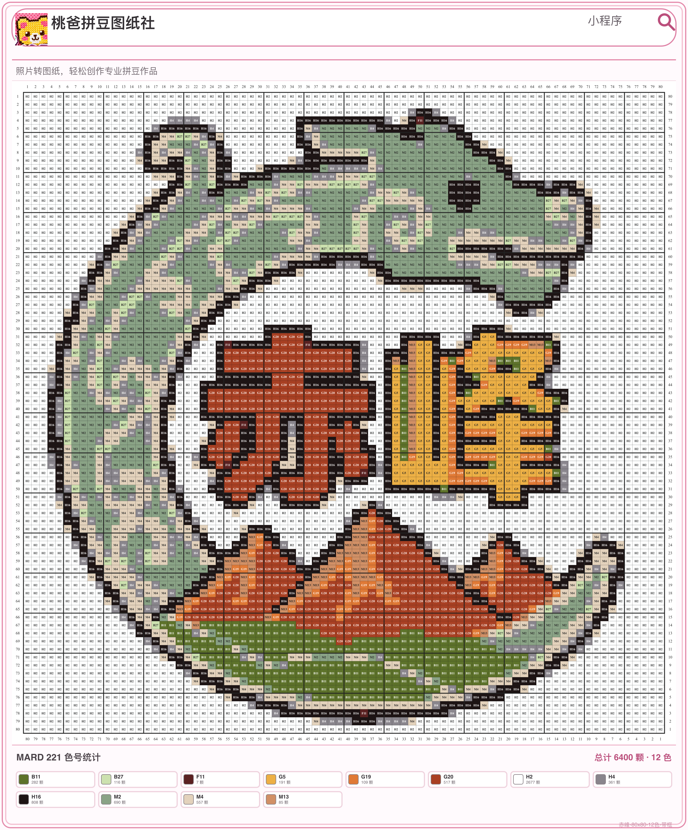 赤峰城市打卡牌拼豆图纸