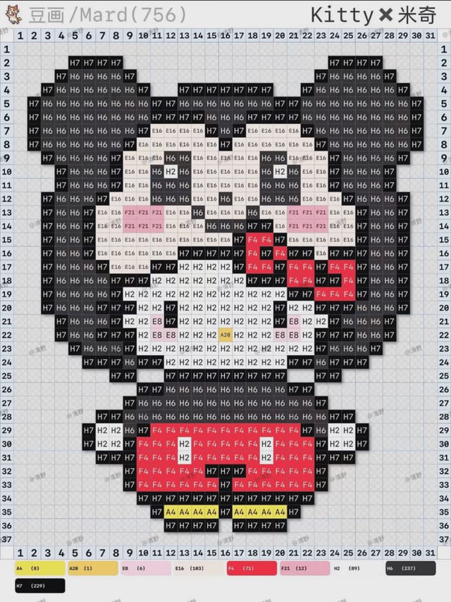 kitty 1738拼豆图纸