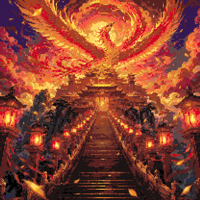 火凤凰天宫（208x208格华丽版）拼豆图纸