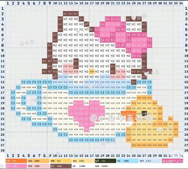 上班族版kitty 1624拼豆图纸