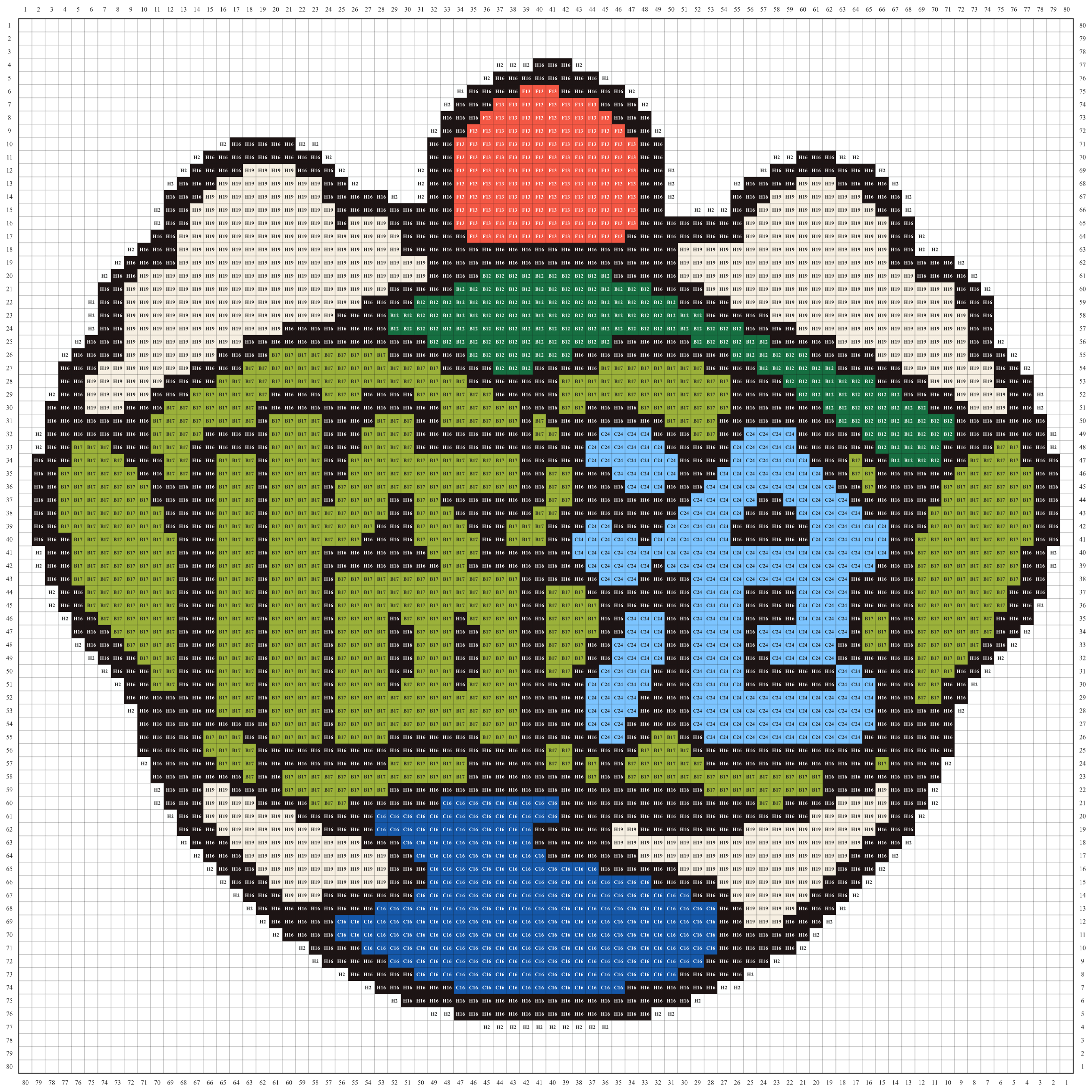 临沧城市打卡牌拼豆图纸