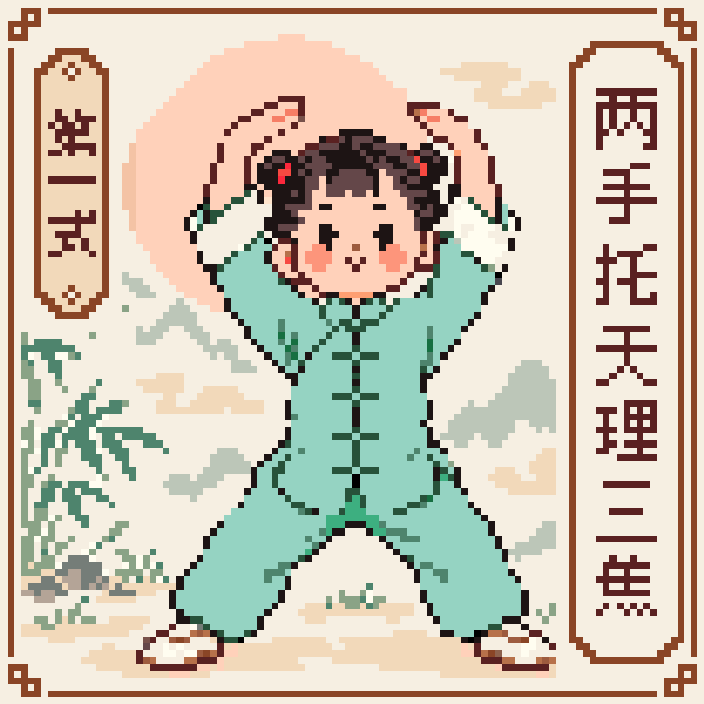 八段锦·第一式·两手托天理三焦拼豆图纸