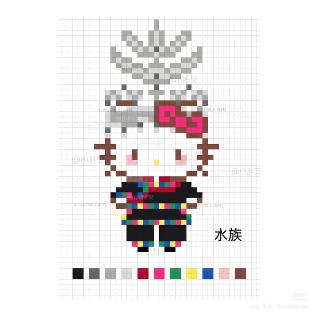 民族版kitty合集 1587拼豆图纸