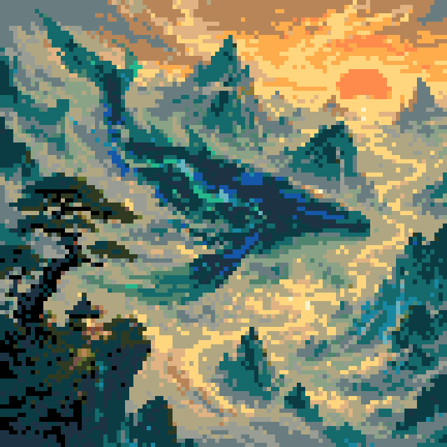 青龙山河（104x104格华丽版）拼豆图纸