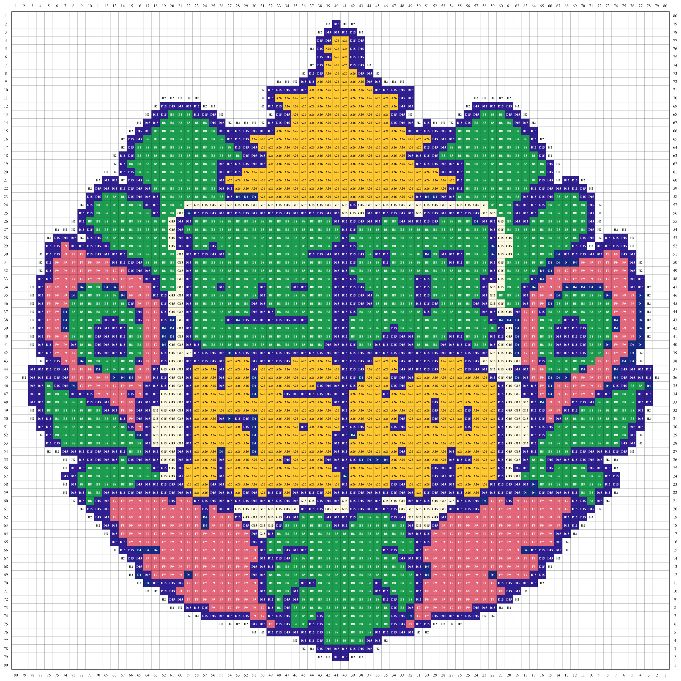 西双版纳城市打卡牌拼豆图纸