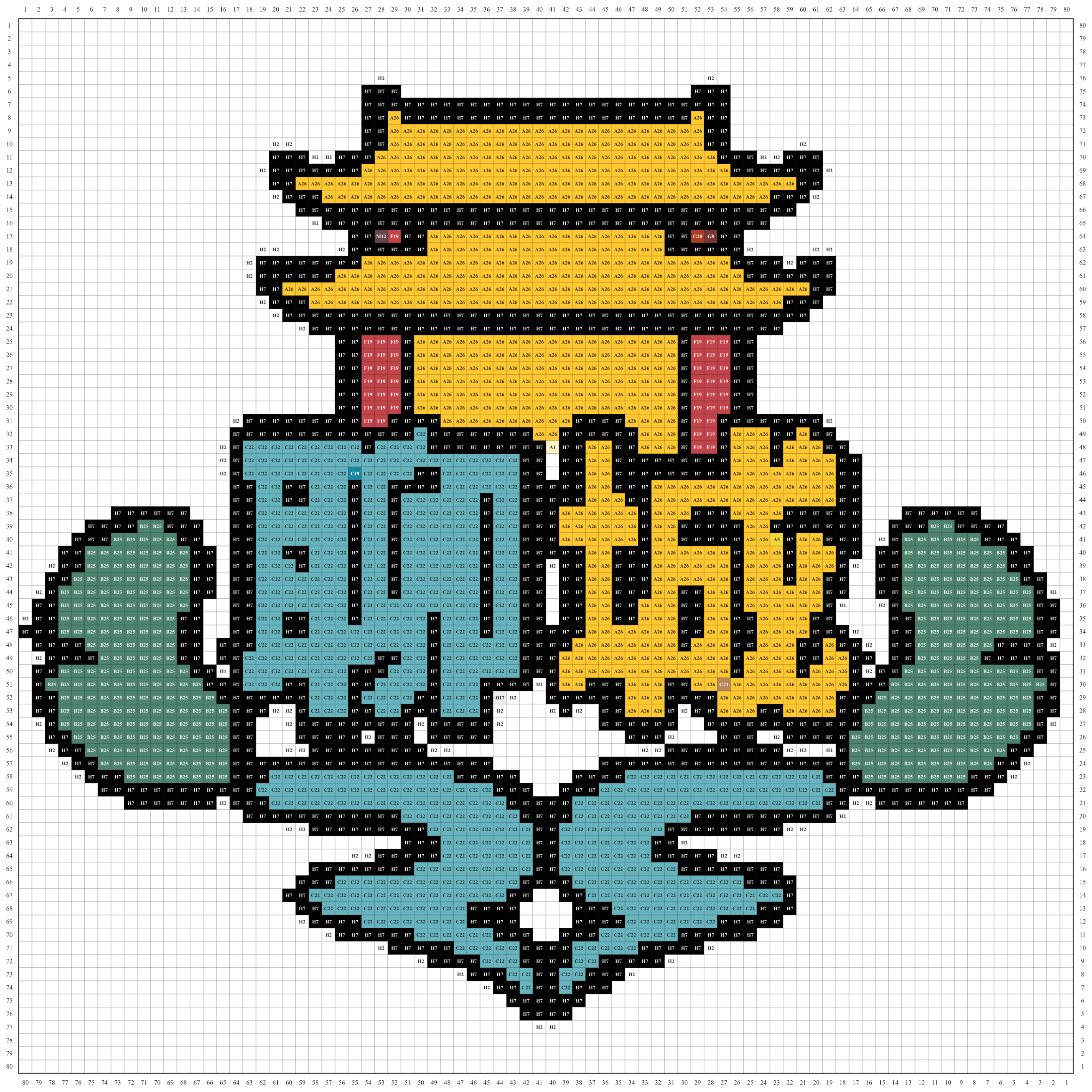 聊城城市打卡牌拼豆图纸