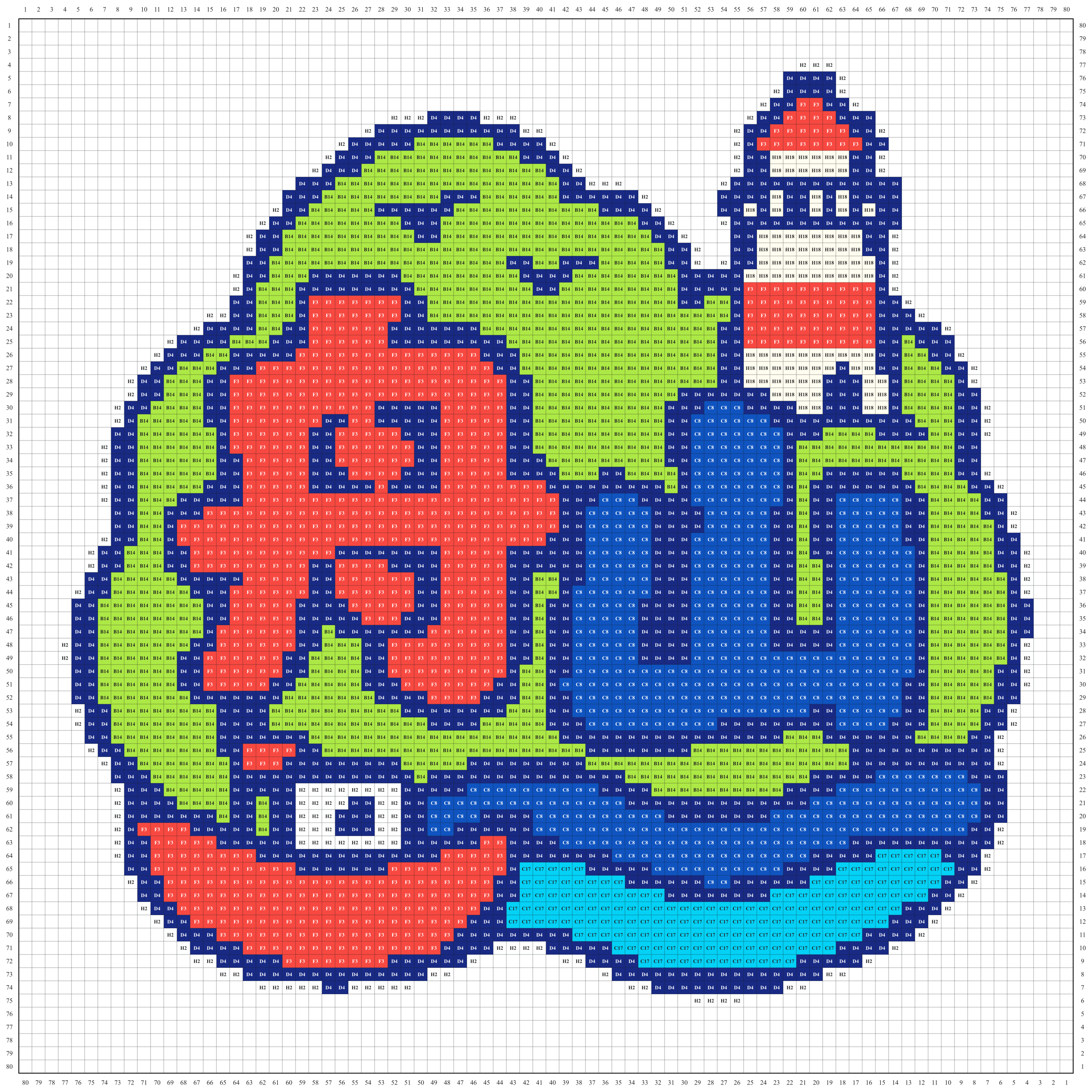 舟山城市打卡牌拼豆图纸
