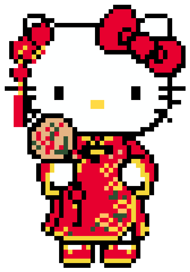 中国风Hello Kitty拼豆图纸