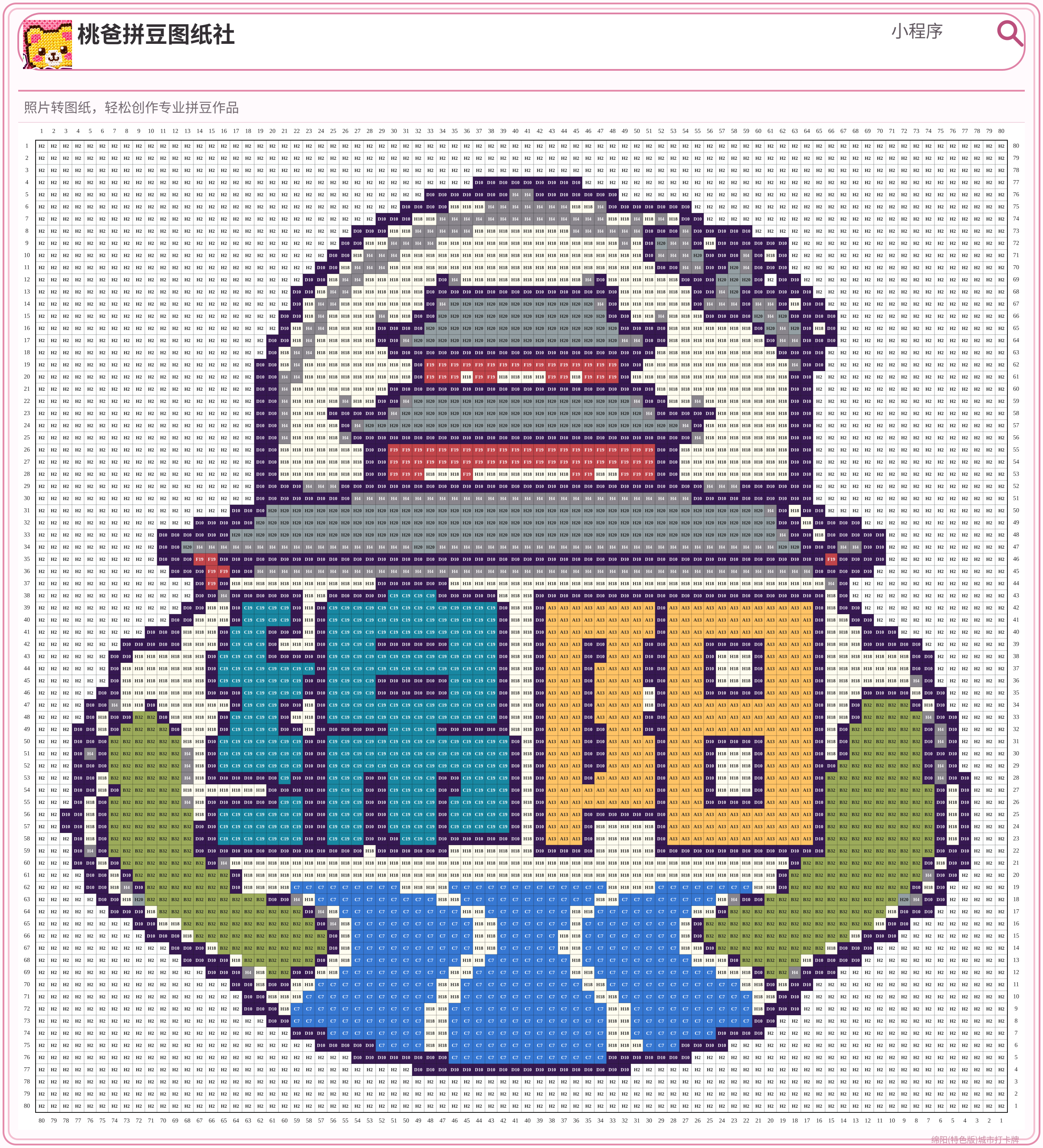 绵阳(特色版)城市打卡牌拼豆图纸