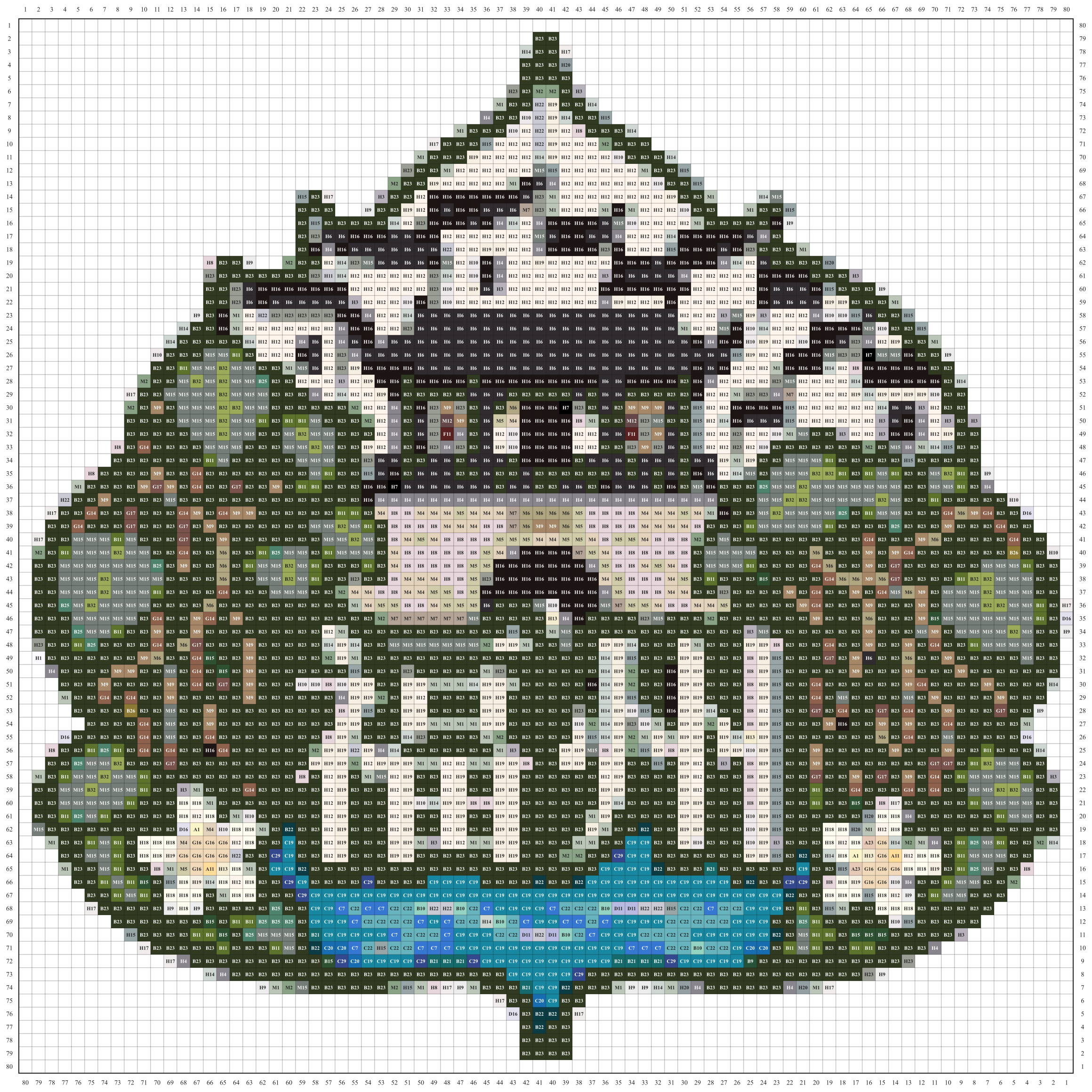 福州城市打卡牌拼豆图纸