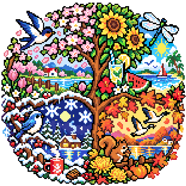 四季之树（156×156·MARD221标准版）拼豆图纸