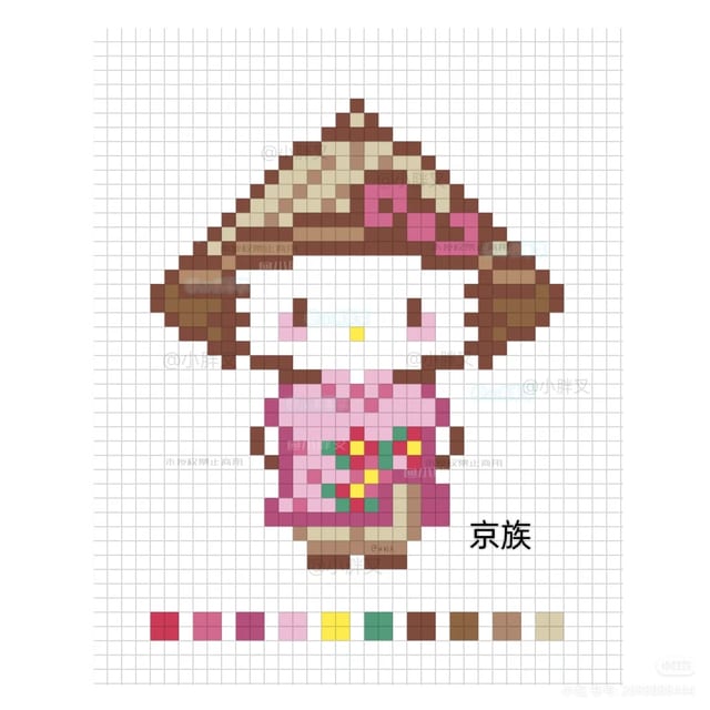 民族版kitty合集 1586拼豆图纸
