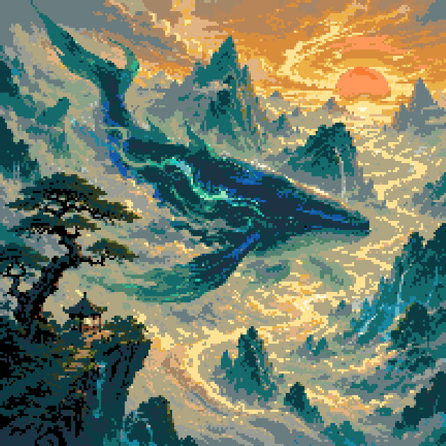 青龙山河（208x208格华丽版）拼豆图纸