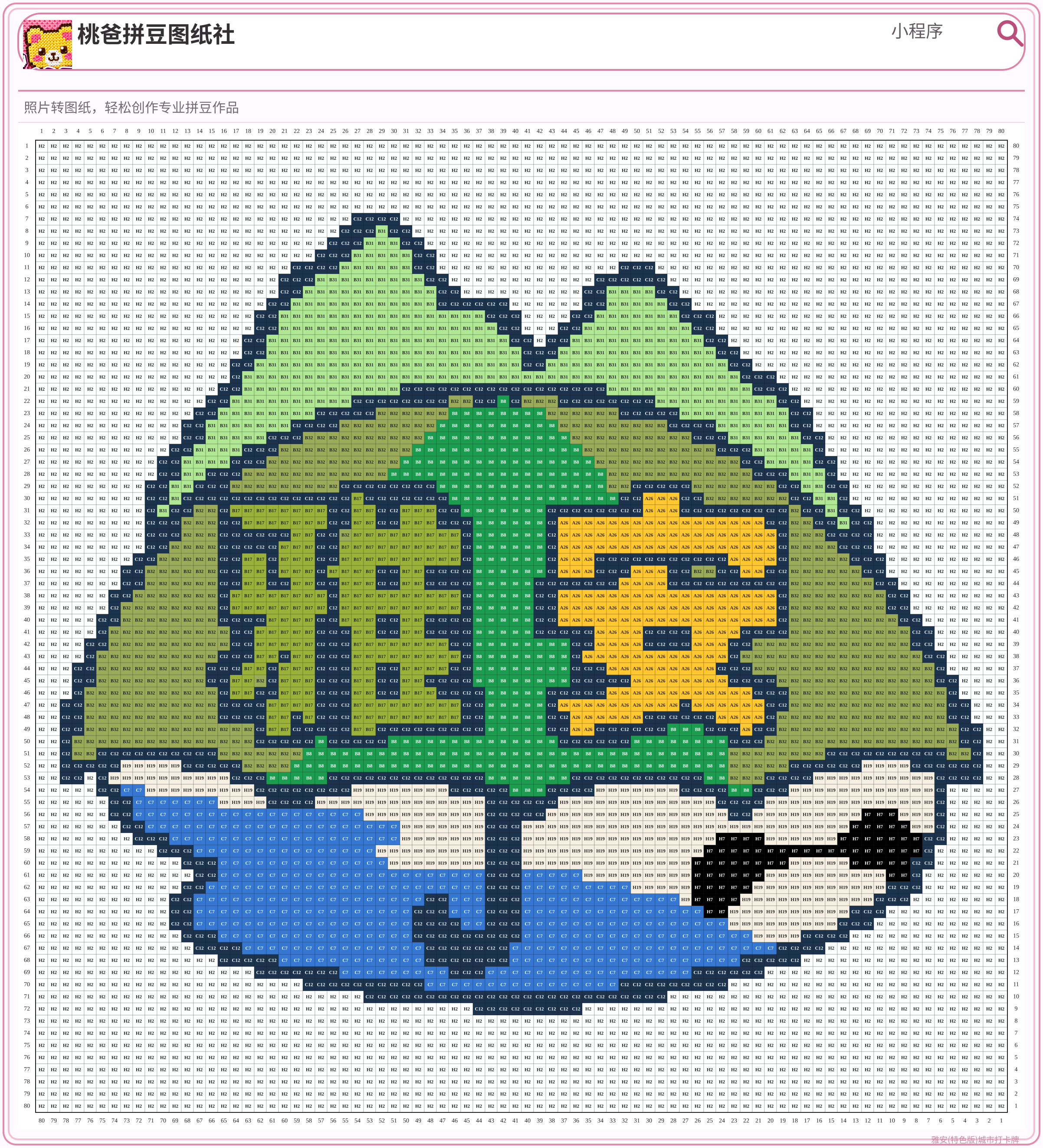 雅安(特色版)城市打卡牌拼豆图纸