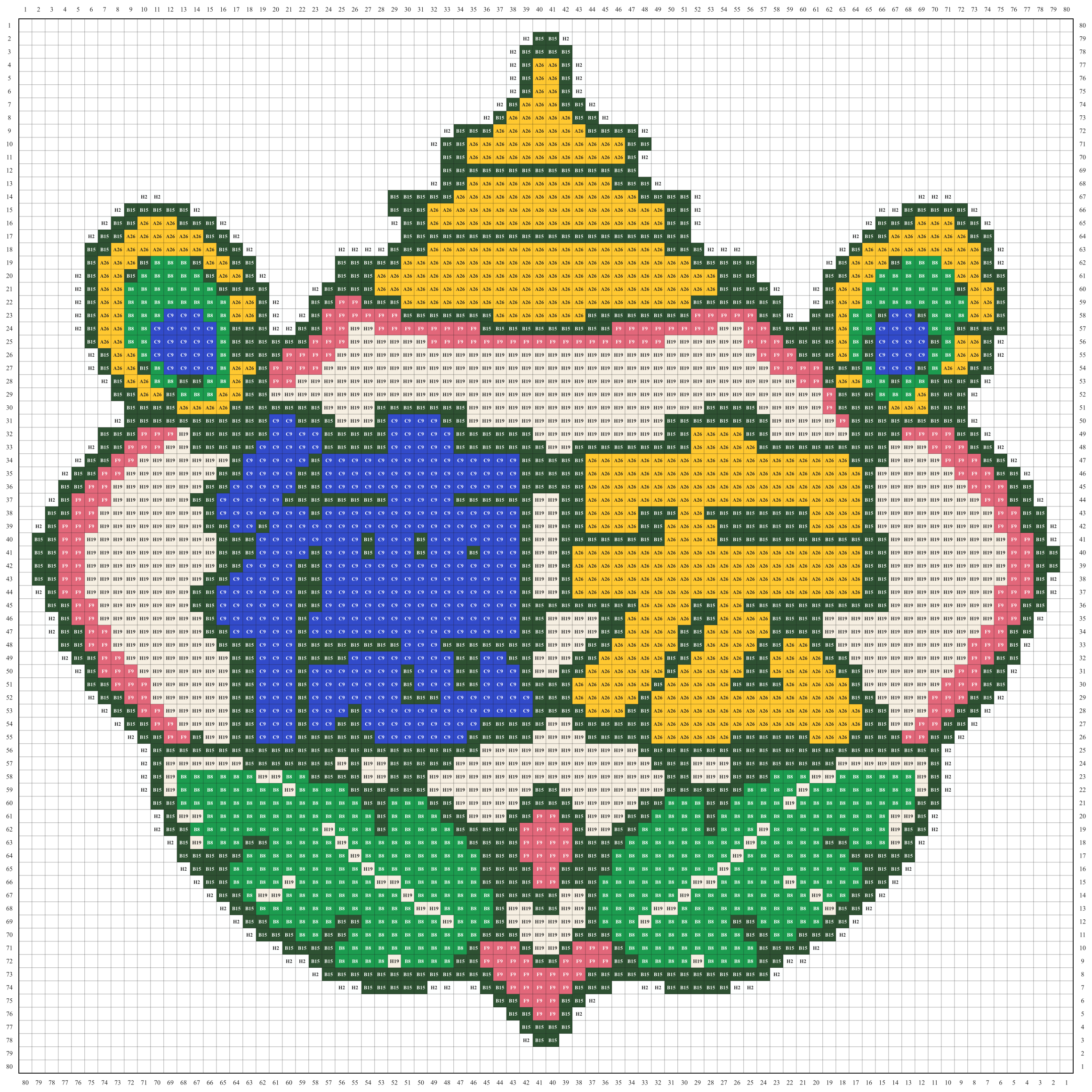 德宏城市打卡牌拼豆图纸