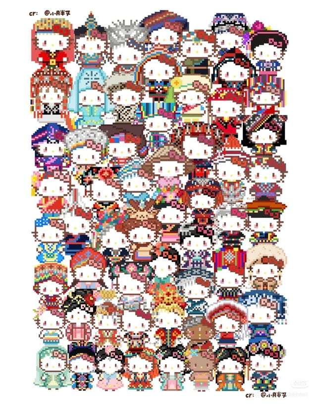 民族版kitty合集 1555拼豆图纸