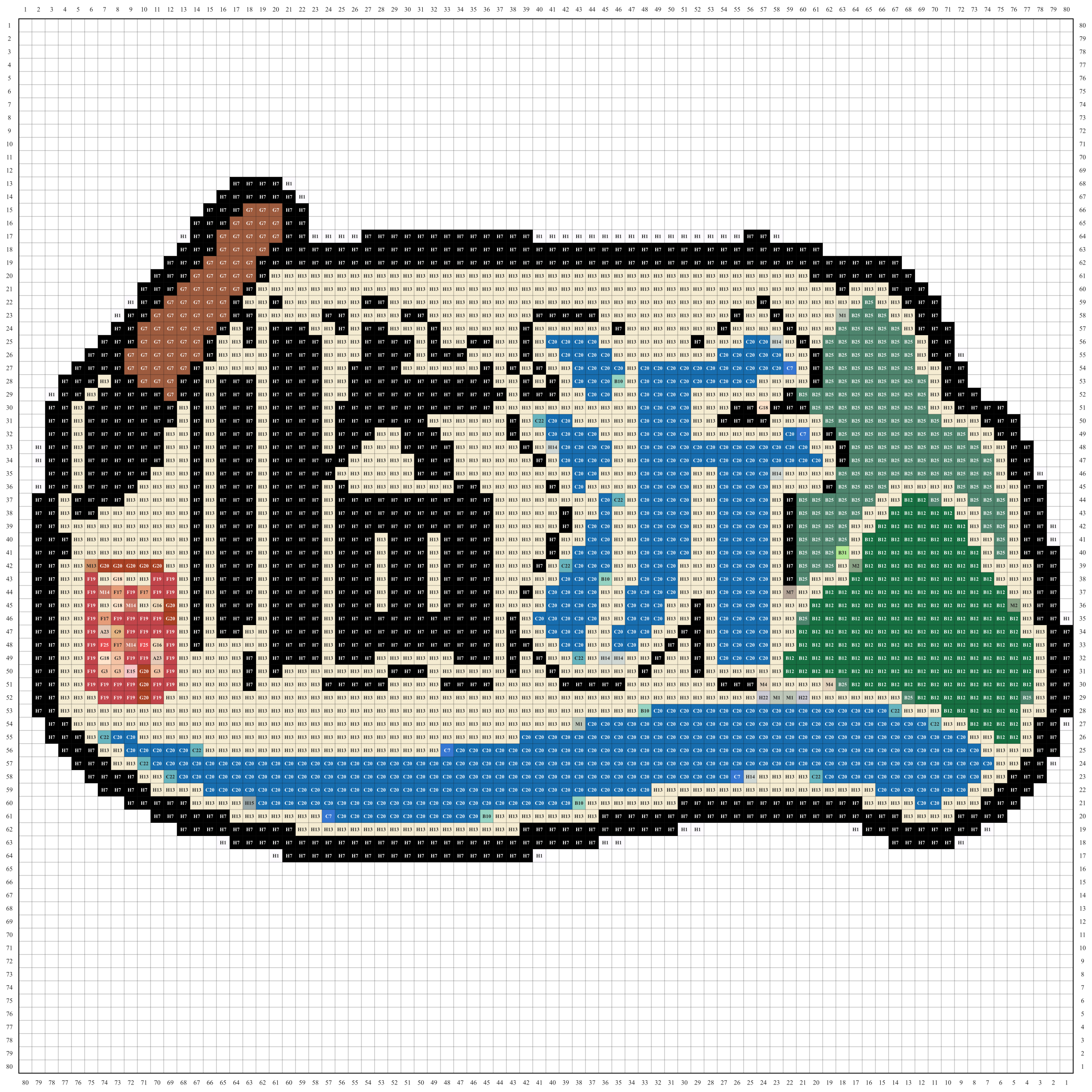 临沂城市打卡牌拼豆图纸