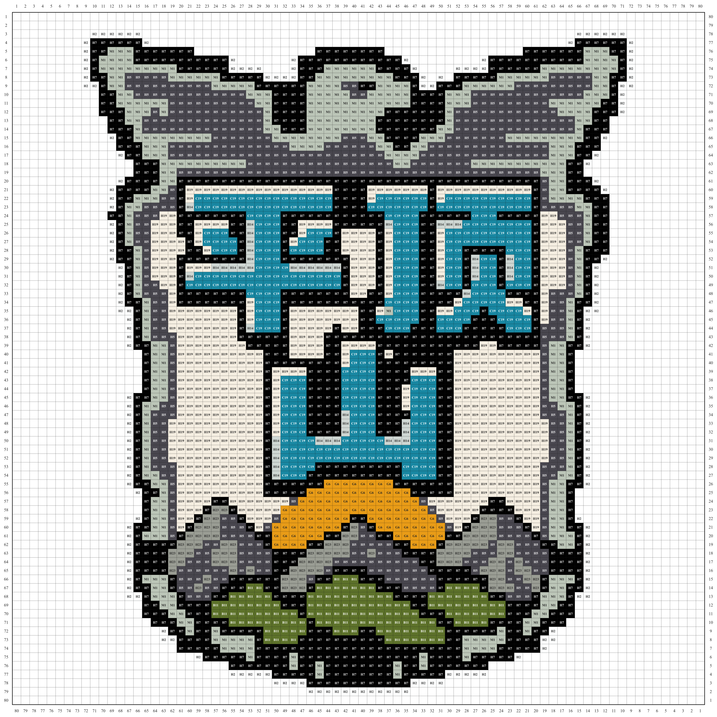 平顶山城市打卡牌拼豆图纸