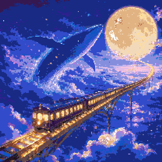 月夜星河列车（208x208格华丽版）拼豆图纸