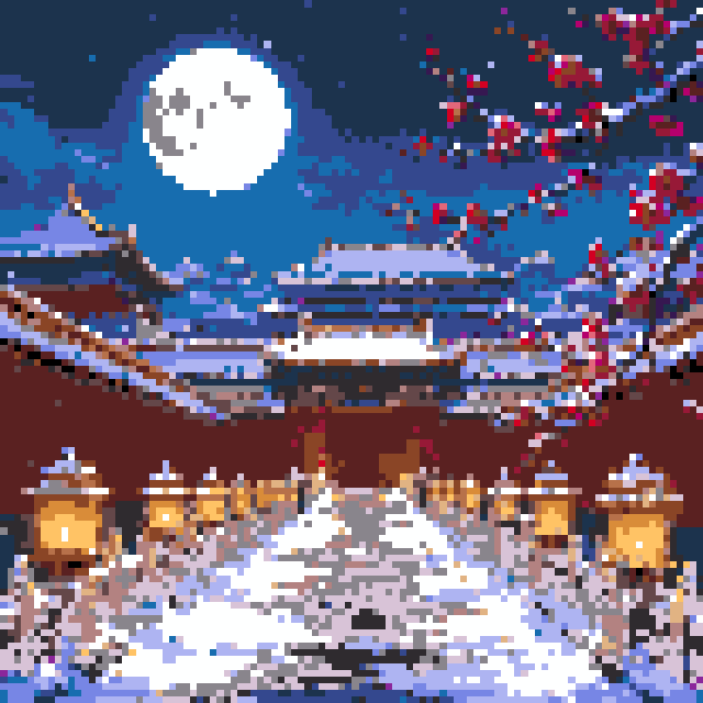 雪夜故宫（104x104格华丽版）拼豆图纸